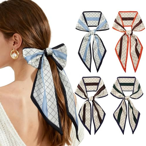 HBselect Head Scarf 59” X 5.5” Hair Neck Scarves for Women Purse Scarf for Handbags Silky Feeling Headband Fashion Scarves | Amazon (US)