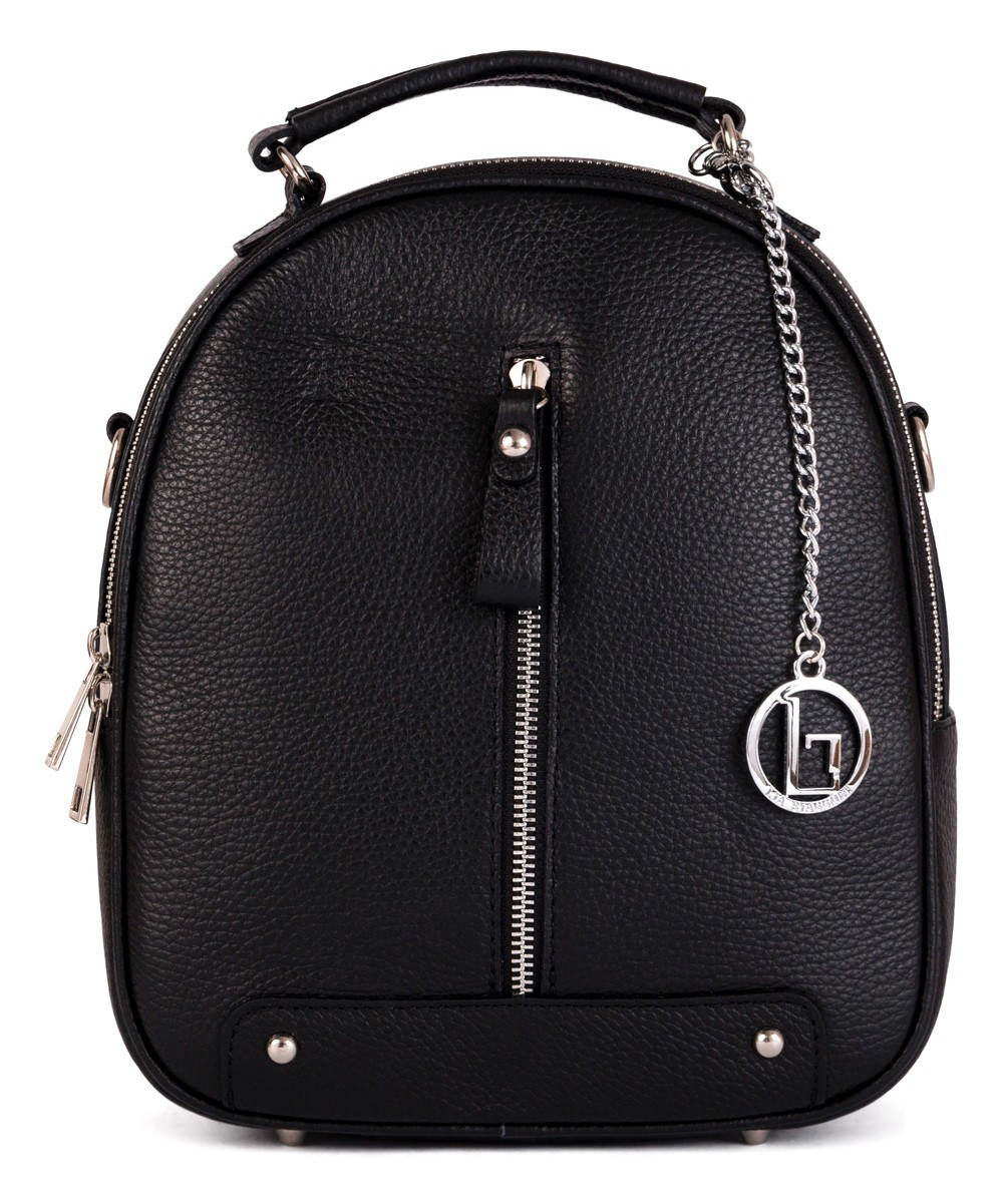 Lia Biassoni Women's Backpacks BLACK - Black Pebbled Leather Backpack | Zulily