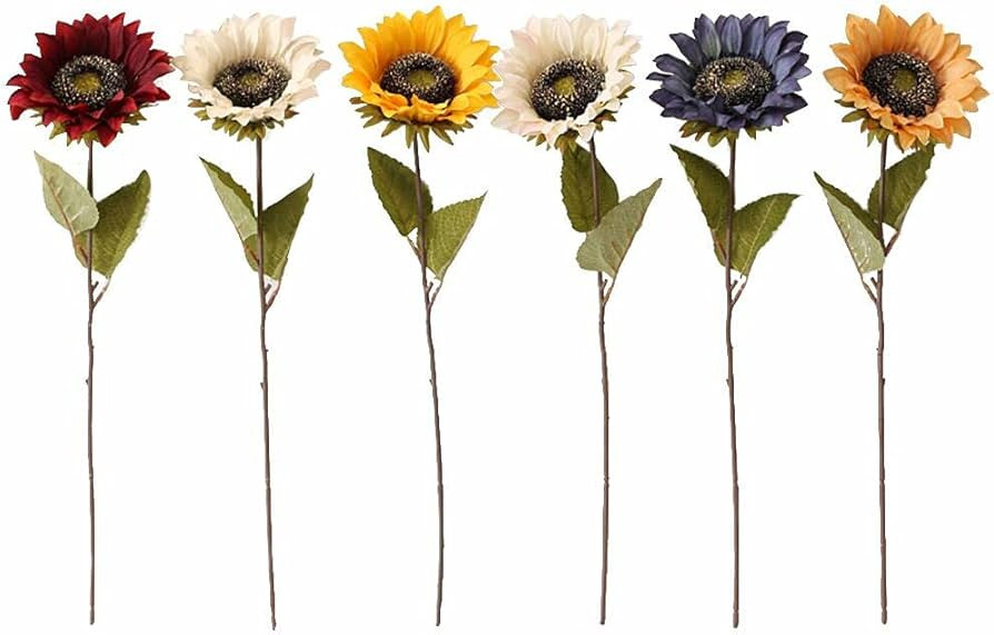 Laelfe 6PCS Vintage Sunflowers Artificial Flowers Silk Long Stem Sunflower Arrangement Fall Sunfl... | Amazon (US)