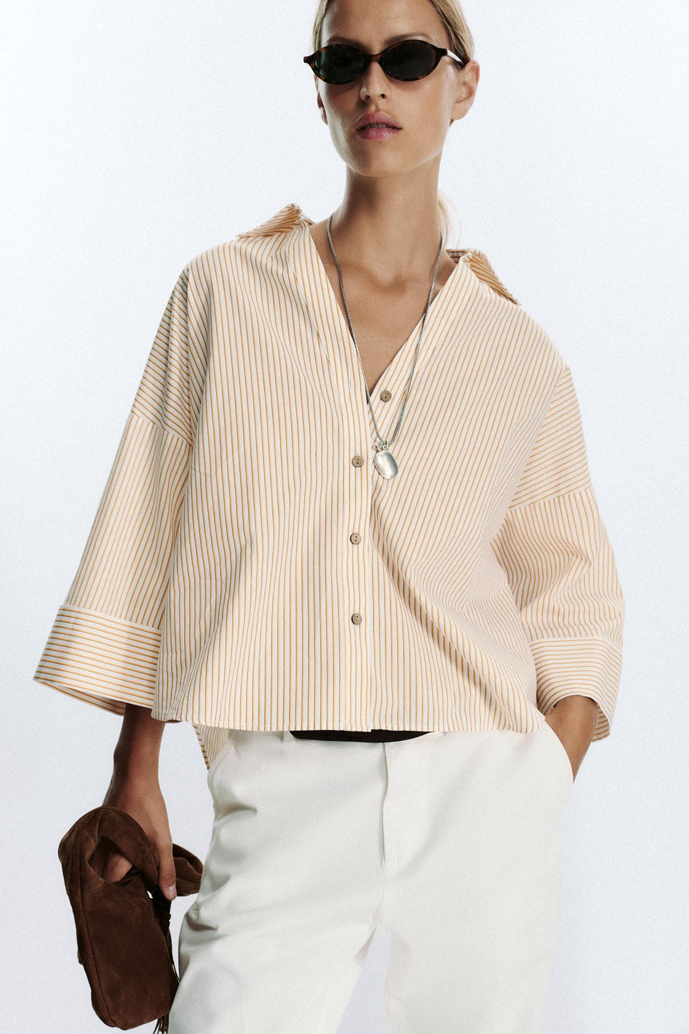 STRIPED POPLIN SHIRT WITH WIDE SLEEVES | Zara Canada