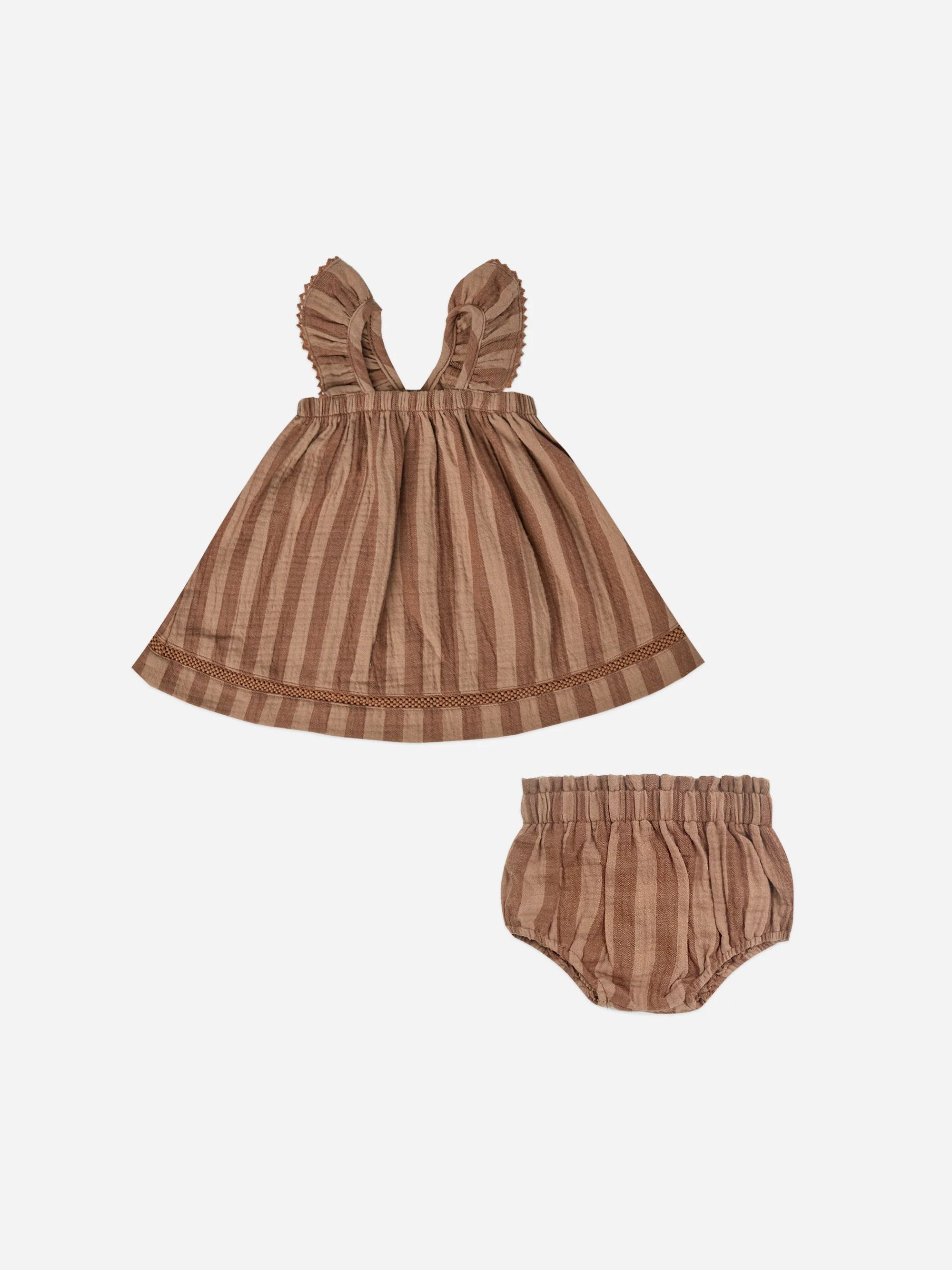 ruffle tank dress + bloomer set | retro stripe | Quincy Mae