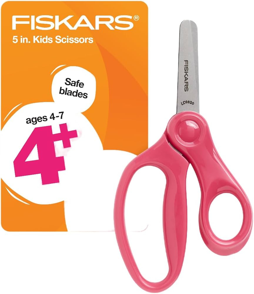 Amazon.com: Fiskars 5" Blunt-Tip Scissors for Kids Ages 4-7, For School or Crafting, Premium Pink... | Amazon (US)