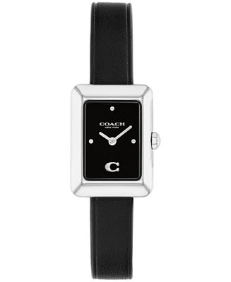 Women's Mara Black Leather Strap Watch, 19 x 26mm | Macy's