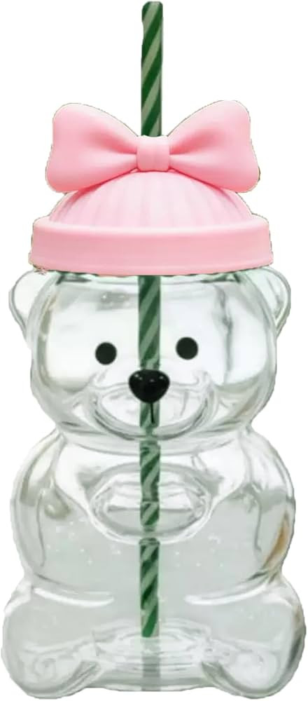 New 20 ozCute Bear Sucker Cup with Lid Straw Glass, Glass Bear Cup, Bear Straw Cup, Coffee, Beer,... | Amazon (US)