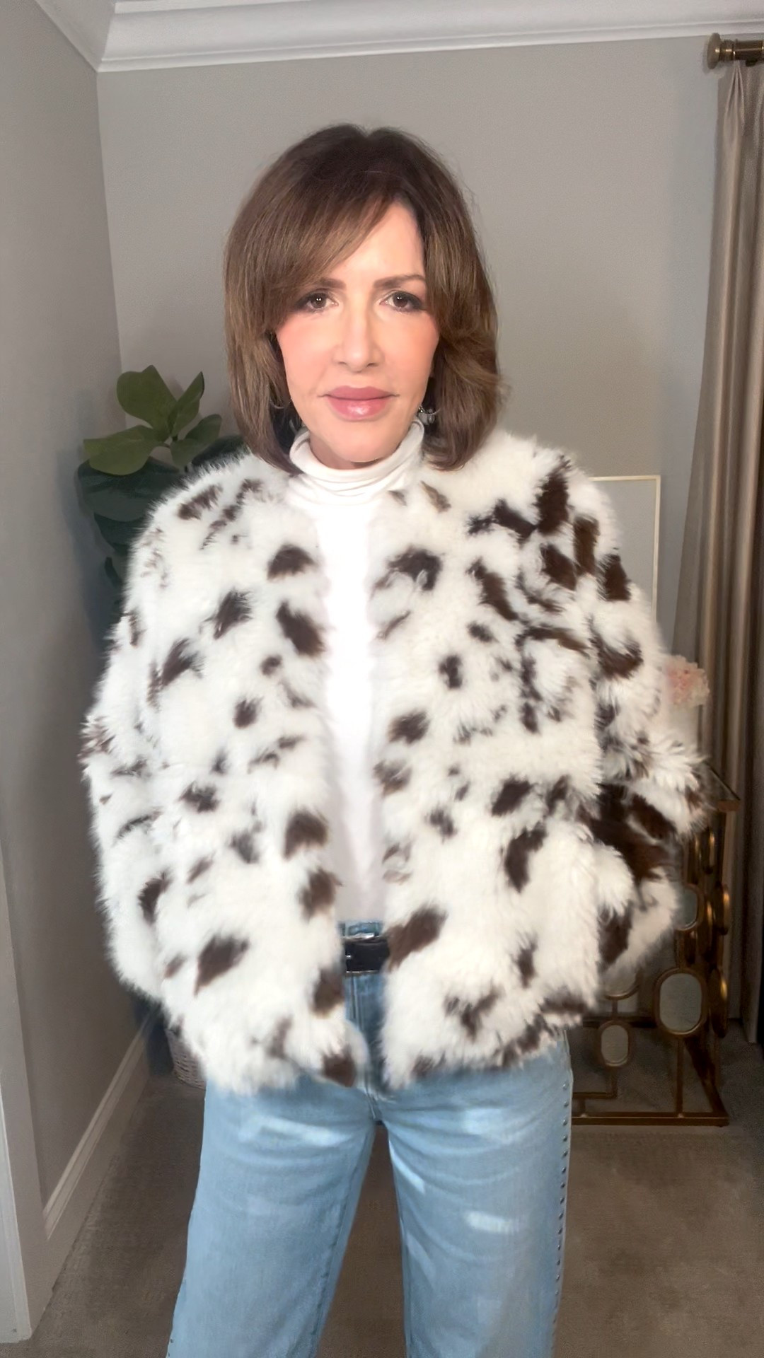 faux fur jacket, cream turtleneck, over 50 outfits, neutral outfit, winter outfit 

#LTKSeasonal #LTKootd #LTKOver40