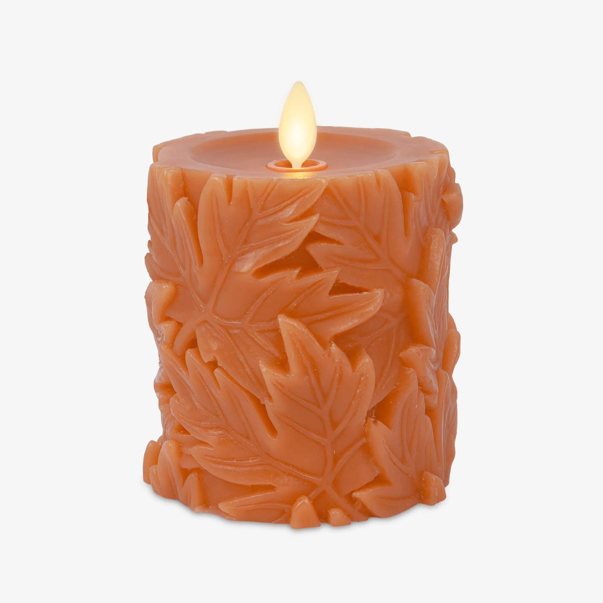 Marmalade Embossed Leaves Flameless Candle Pillars | Luminara