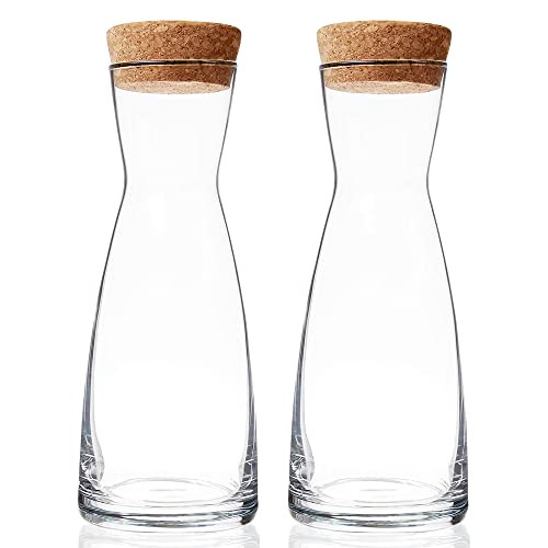 Bormioli Rocco Set Of 2 Ypsilon Carafe With Natural Cork Top Lid, 36.5 Oz. Star Glass Pitcher For Water, Juice, Ice Tea Or Wine. | Amazon (US)