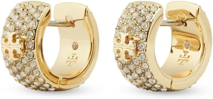 Tory Burch Women's Icon Pave Huggie Earrings | Amazon (US)