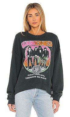DAYDREAMER Ramones Today Your Love Sweatshirt in Vintage Black from Revolve.com | Revolve Clothing (Global)