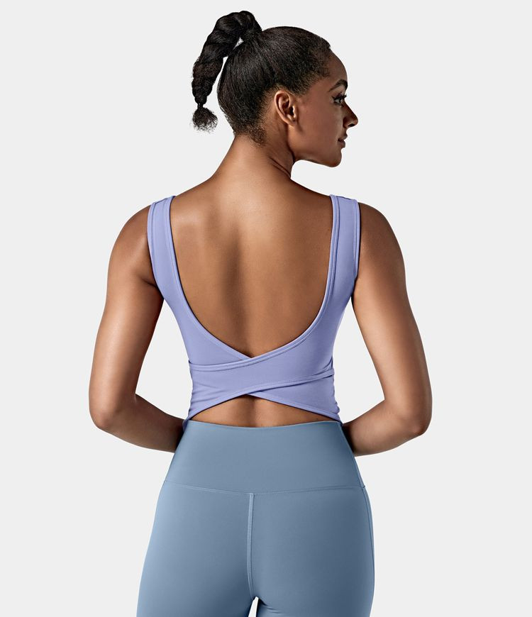 Women’s U Neck Backless Crossover Barre Ballet Dance Tank Top - Halara | HALARA