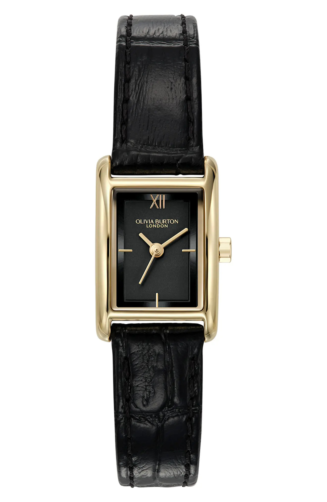 Olivia Burton Mini Grove Rectangular Croc Embossed Leather Strap Watch, 16mm (Women) | Nordstrom | Nordstrom