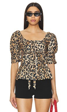 Damson Madder Bianca Blouse in Leopard from Revolve.com | Revolve Clothing (Global)