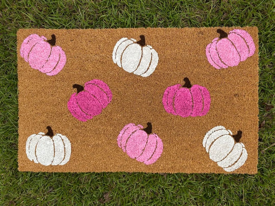 Pink Pumpkins Doormat, Fall Doormat, Halloween Doormat, Thanksgiving Decor, Fall Decor, Halloween... | Etsy (US)