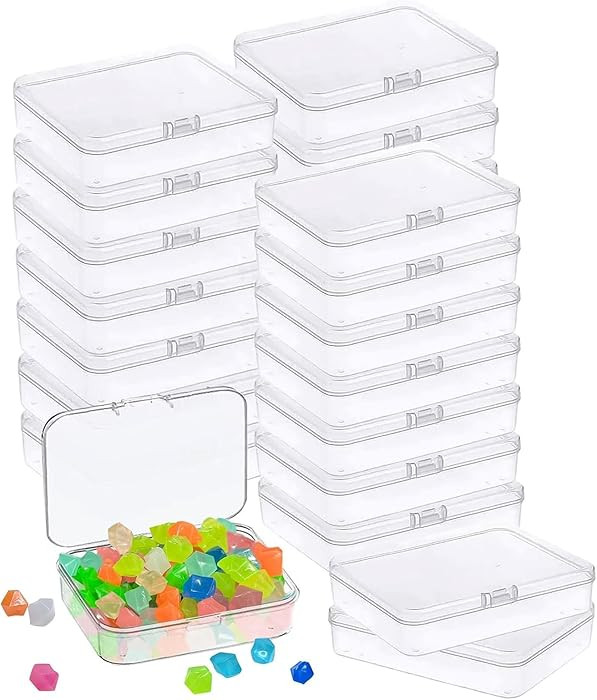 48 Pcs Mini Plastic Storage Containers Box with Lid, 3.5x2.4 Inches Clear Rectangle Box for Colle... | Amazon (US)