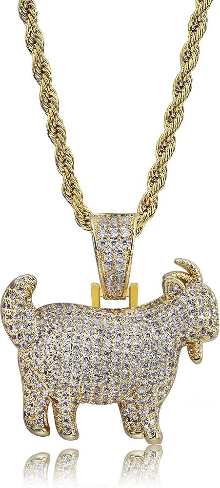 TOPGRILLZ Goat Chain Gold Necklace for Men Eagle Chain Rope Iced out Cubic Zirconia 14K Gold Plat... | Amazon (US)