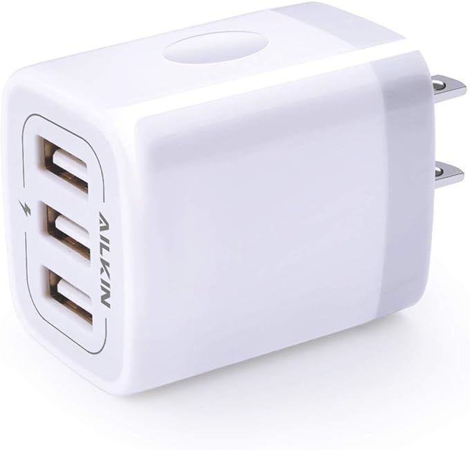 USB Charger Cube, Wall Charger Plug, AILKIN 3.1A 3-Muti Port USB Adapter Power Plug Charging Stat... | Amazon (US)