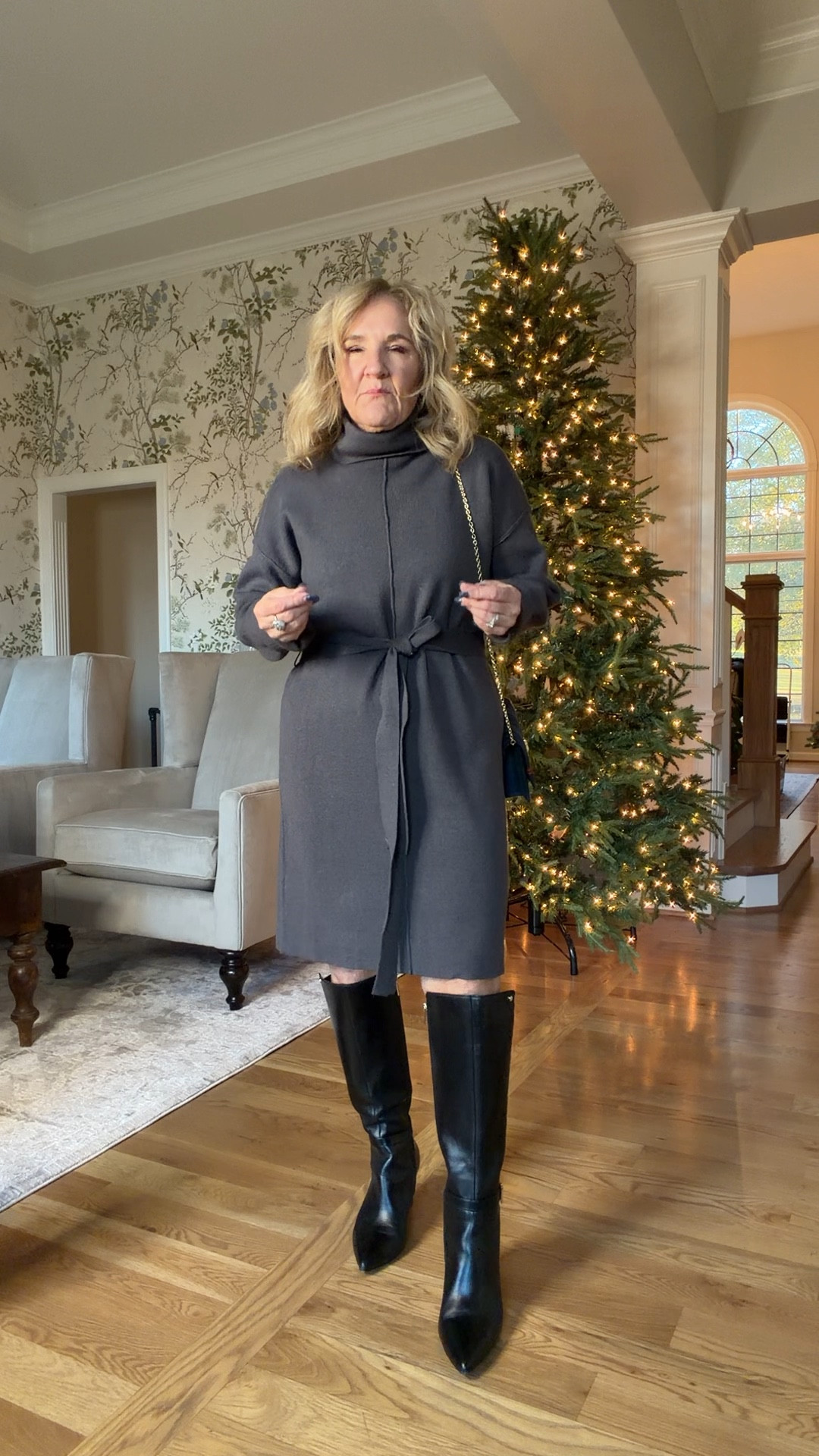 @nordstromrack high quality sweater dress size medium 
I’ll link similar boots and bags 

Work dress holiday dress Thanksgiving dress 

#LTKWorkwear #LTKFindsUnder100 #LTKOver40