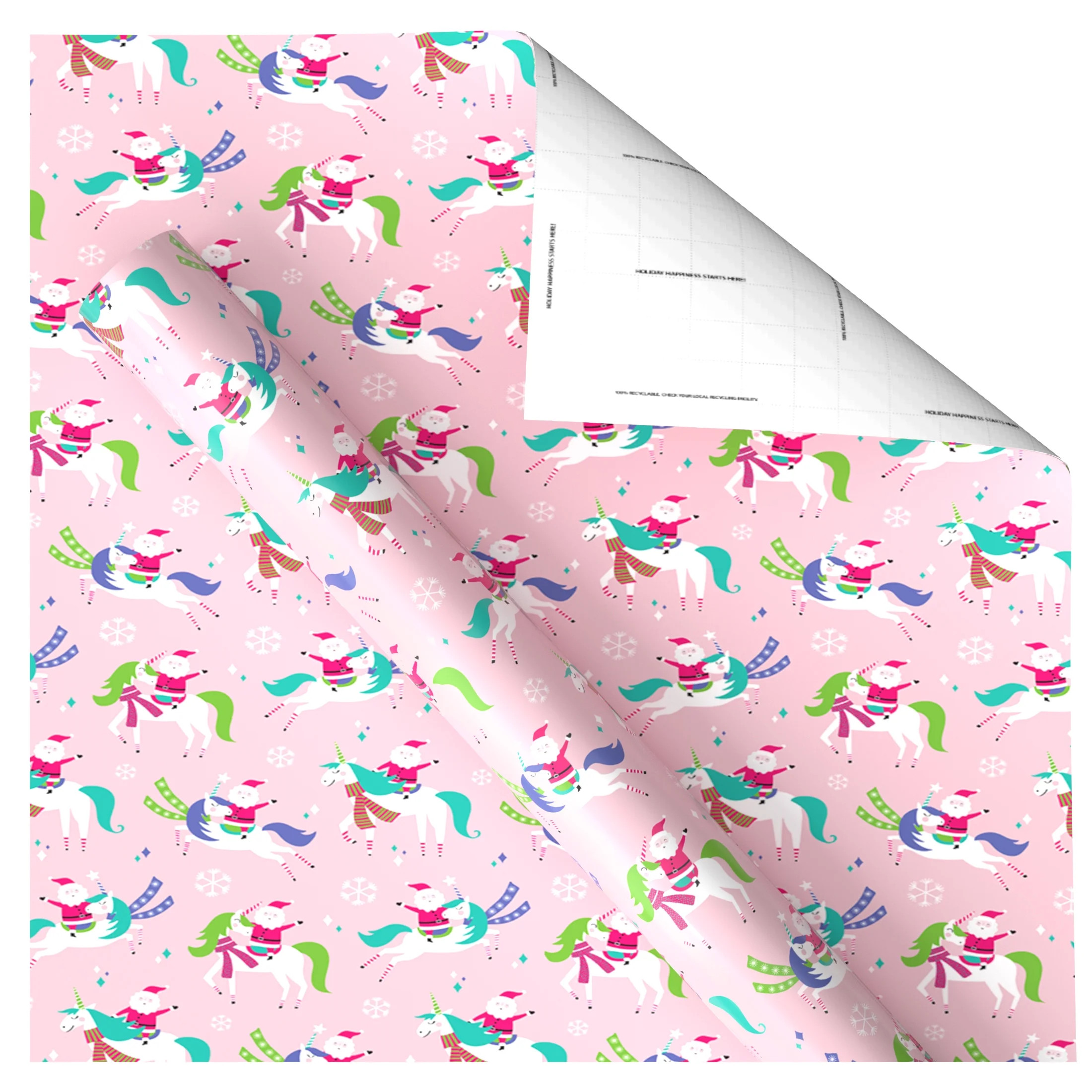 Multicolor Unicorns Christmas Wrapping Paper, 200 sq ft, by Holiday Time | Walmart (US)