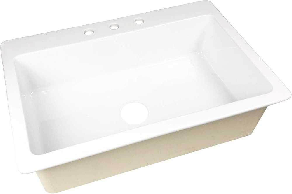 Jackson 3-hole Drop-in 33 in. Single Bowl Fireclay Kitchen Sink with Strainer Drain | Amazon (US)