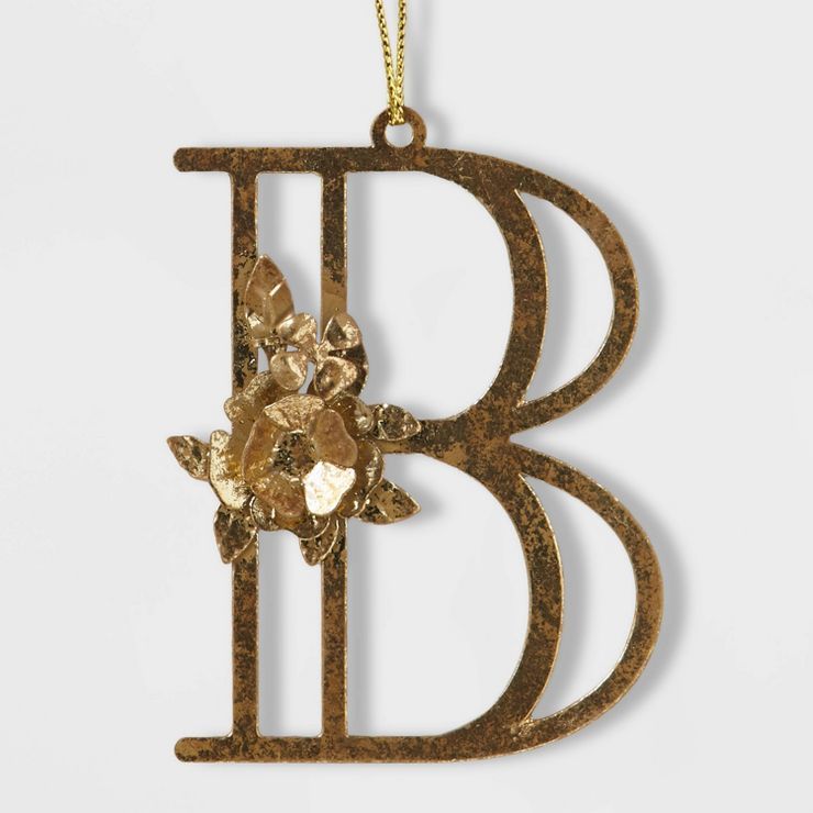 Botanical Monogram Christmas Tree Ornament Gold Letter - Wondershop™ | Target