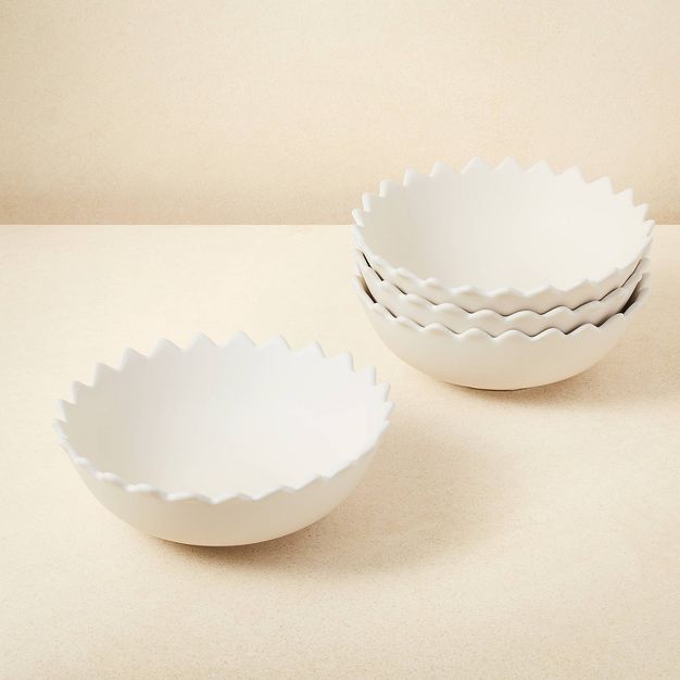 23oz 4pk Stoneware Pointed Sun Salad Bowls White - Opalhouse&#8482; designed with Jungalow&#8482; | Target
