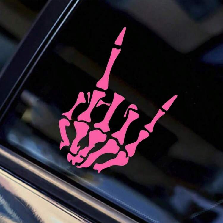 1pc White Skull Rock Roll Horn Scratch Resistant Car Decal Sticker, Universal Fit | SHEIN