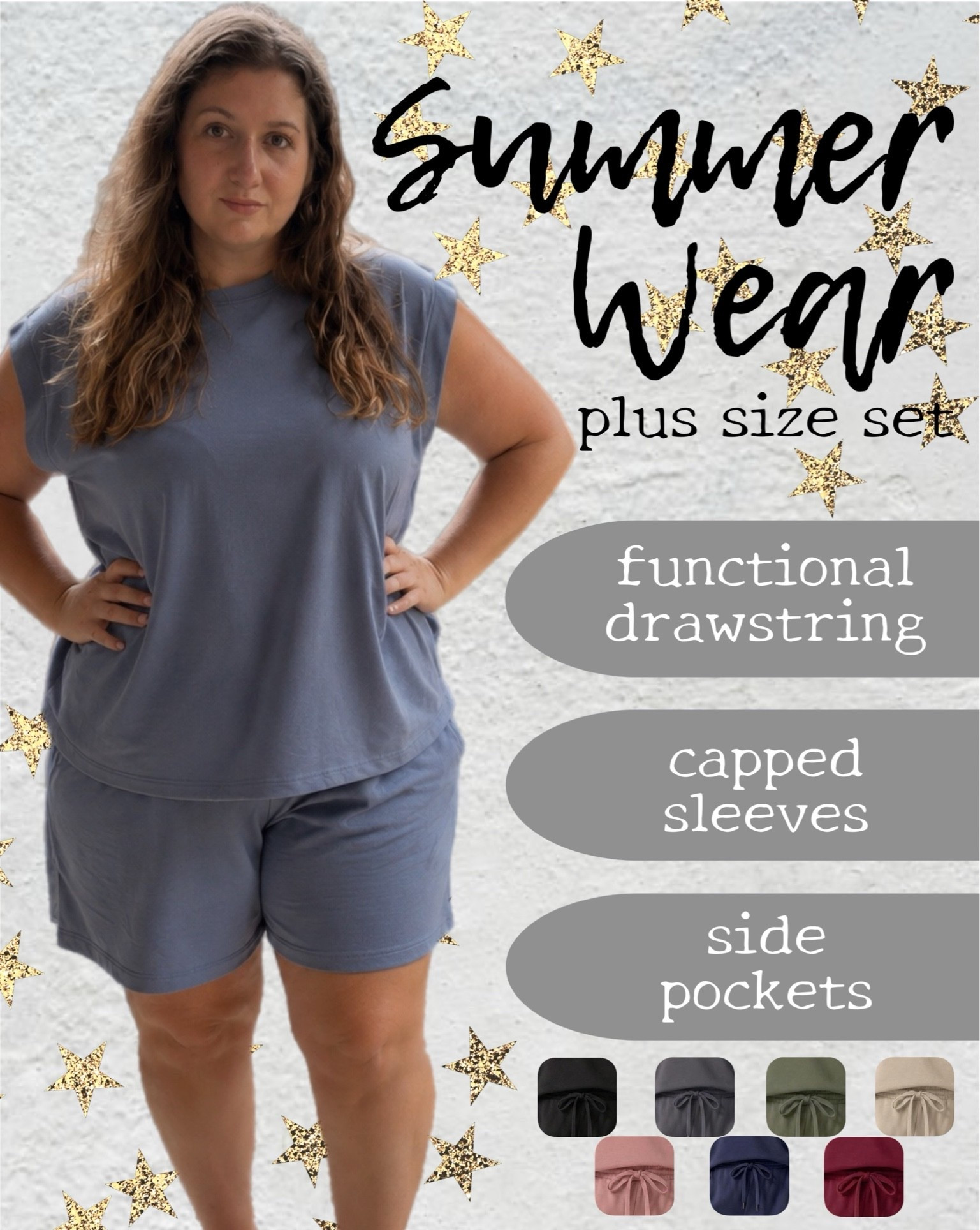 This set is the PERFECT summer outfit for my fellow plus size girlies. 💁‍♀️

It’s cool and breezy, not too thick, and has slight stretch to the fabric. ✨

Functional pockets and drawstring make this the perfect set for everyday wear! 🤩

#LTKootd #LTKPlusSize #LTKMidsize