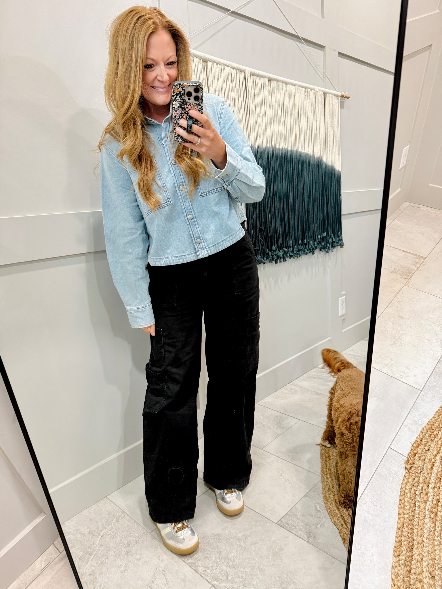 Love this shorter denim shirt for skirts or high waisted pants!

Wearing my normal M in everything! 

#LTKWorkwear #LTKOver40 #LTKmomlife