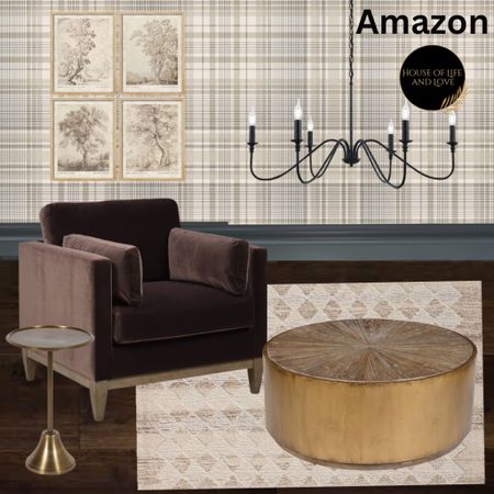 Accent chair, area rug, wallpaper, chandelier, coffee table, wall art, cocktail tablee

#LTKHome #LTKStyleTip #LTKFamily