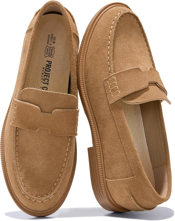 Project Cloud 100% Genuine Leather Loafers for Women - Slip On Womens Shoes | Amazon (US)