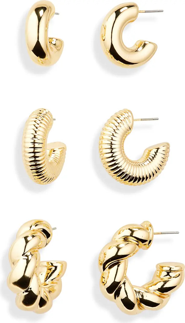 Nordstrom 3-Pack Twisted Chunky Hoop Earrings | Nordstrom | Nordstrom