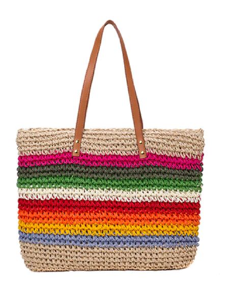'Joy' Rainbow Knitted Beach Bag | Goodnight Macaroon