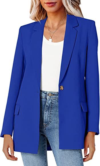 Womens Oversized Casual Blazers Open Front Long Sleeve Work Office Jackets Blazer | Amazon (US)