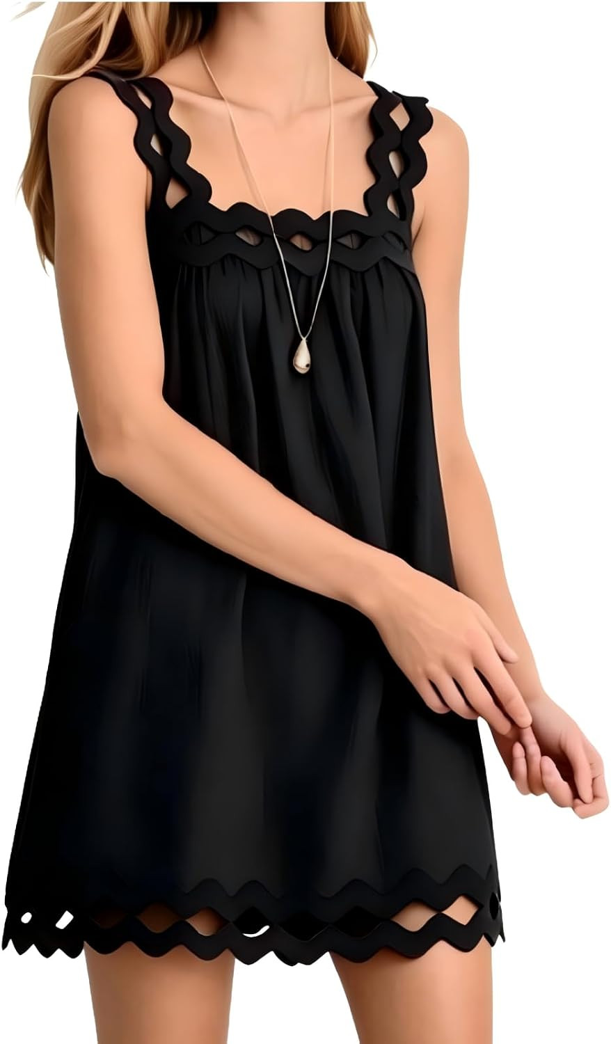 Women Sleeveless Square Neck Dress Side Pockets | Amazon (US)