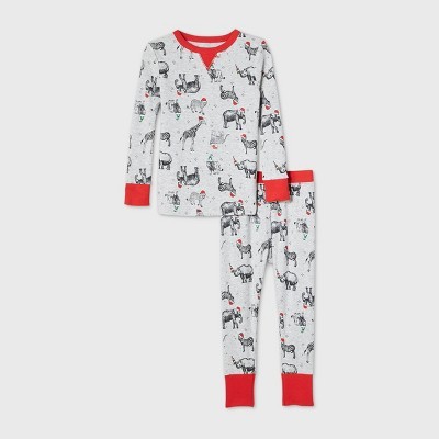 Toddler Holiday Safari Animal Print Matching Family Pajama Set - Wondershop™ Gray | Target
