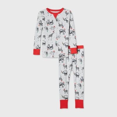 Toddler Holiday Safari Animal Print Matching Family Pajama Set - Wondershop™ Gray | Target