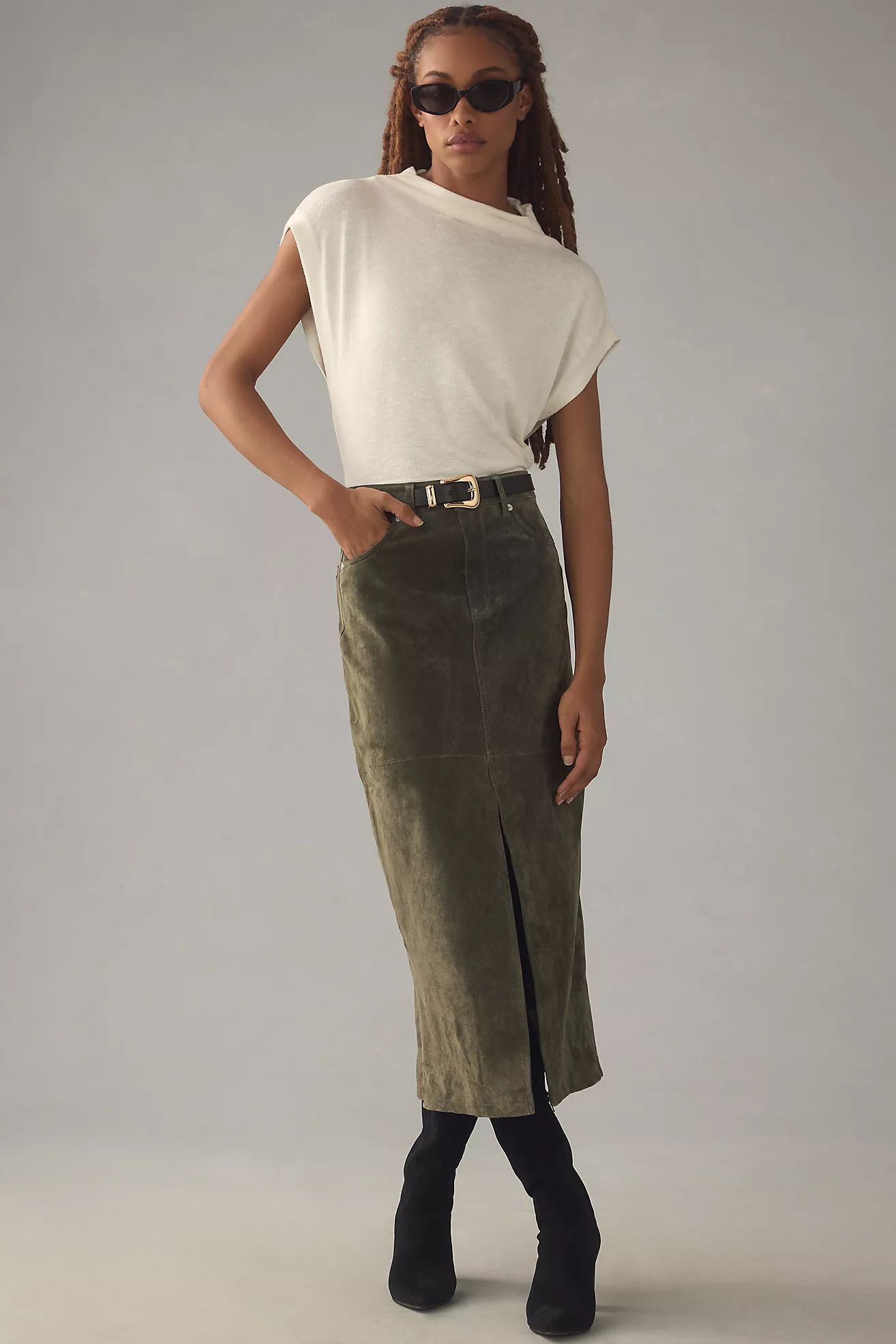 BLANKNYC Suede Pencil Skirt | Anthropologie (US)