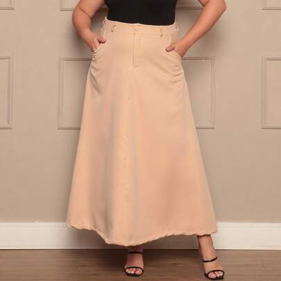 Saia Longa Feminina Plus Size Elegante Alfaiataria | SHEIN