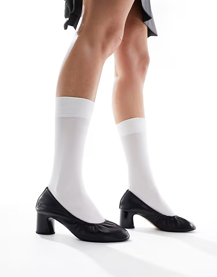 & Other Stories leather braided sling back pointed kitten heels in white | ASOS (Global)