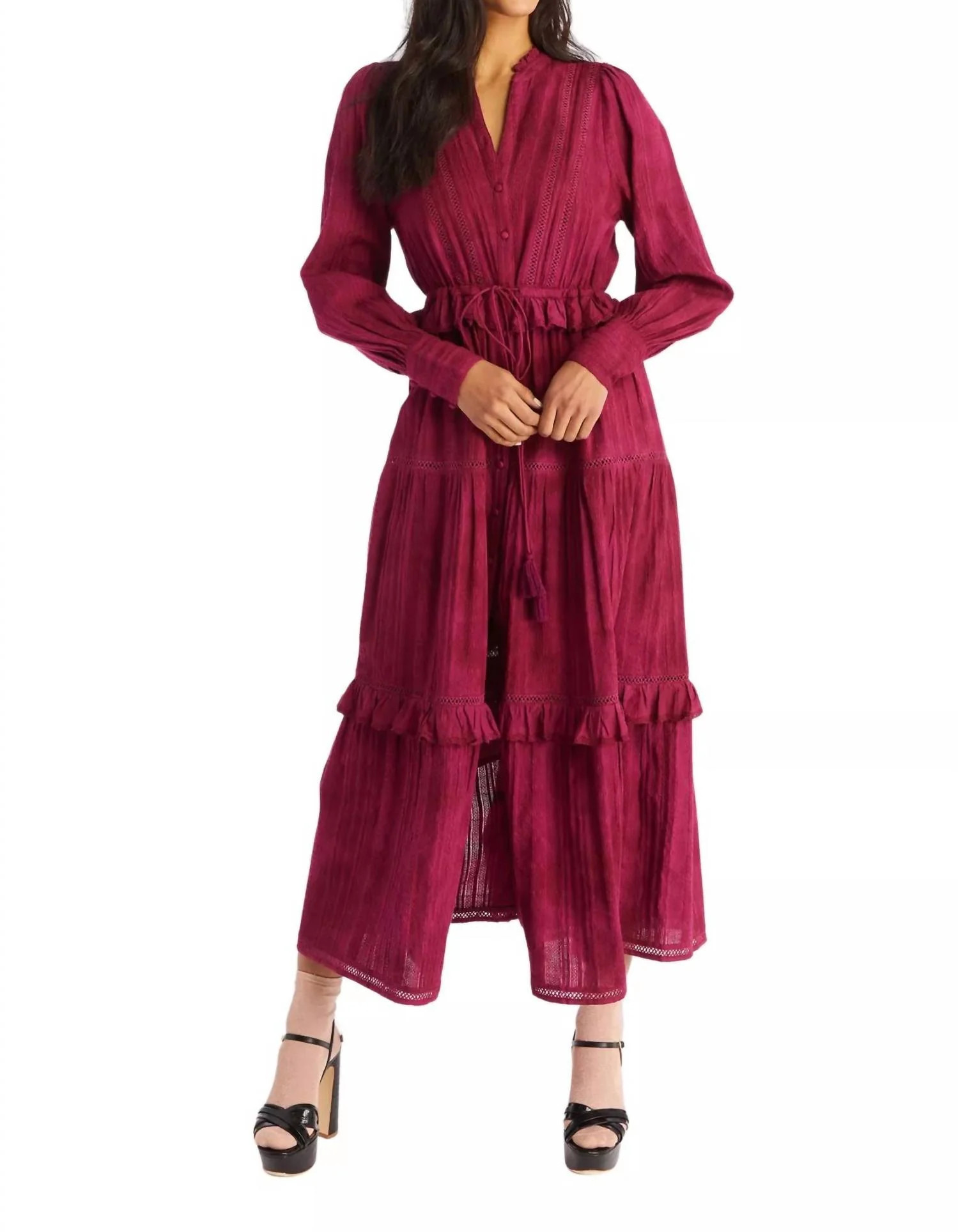 Antoinette Maxi Dress In Wine | Shop Simon