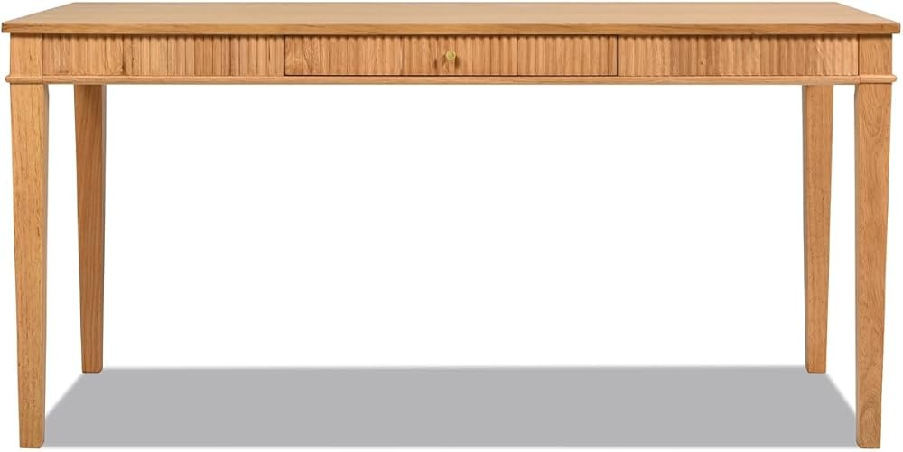 Jennifer Taylor Home Dumont Modern Farmhouse 1-Drawer Fluted Home Office Writing Desk, Natural Bl... | Amazon (US)