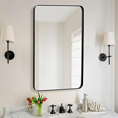 ANDY STAR Wall Mirror for Bathroom, 24x36 Inch Black Bathroom Mirror, Stainless Steel Metal Frame... | Amazon (US)