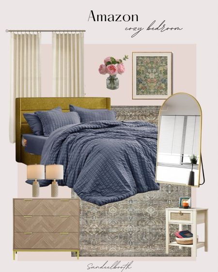 Amazon primary bedroom - Amazon decor - bedroom- king bed with storage- comforter set - nightstands- dresser - floor mirror - wall art - lamps 

#LTKHome #LTKFamily