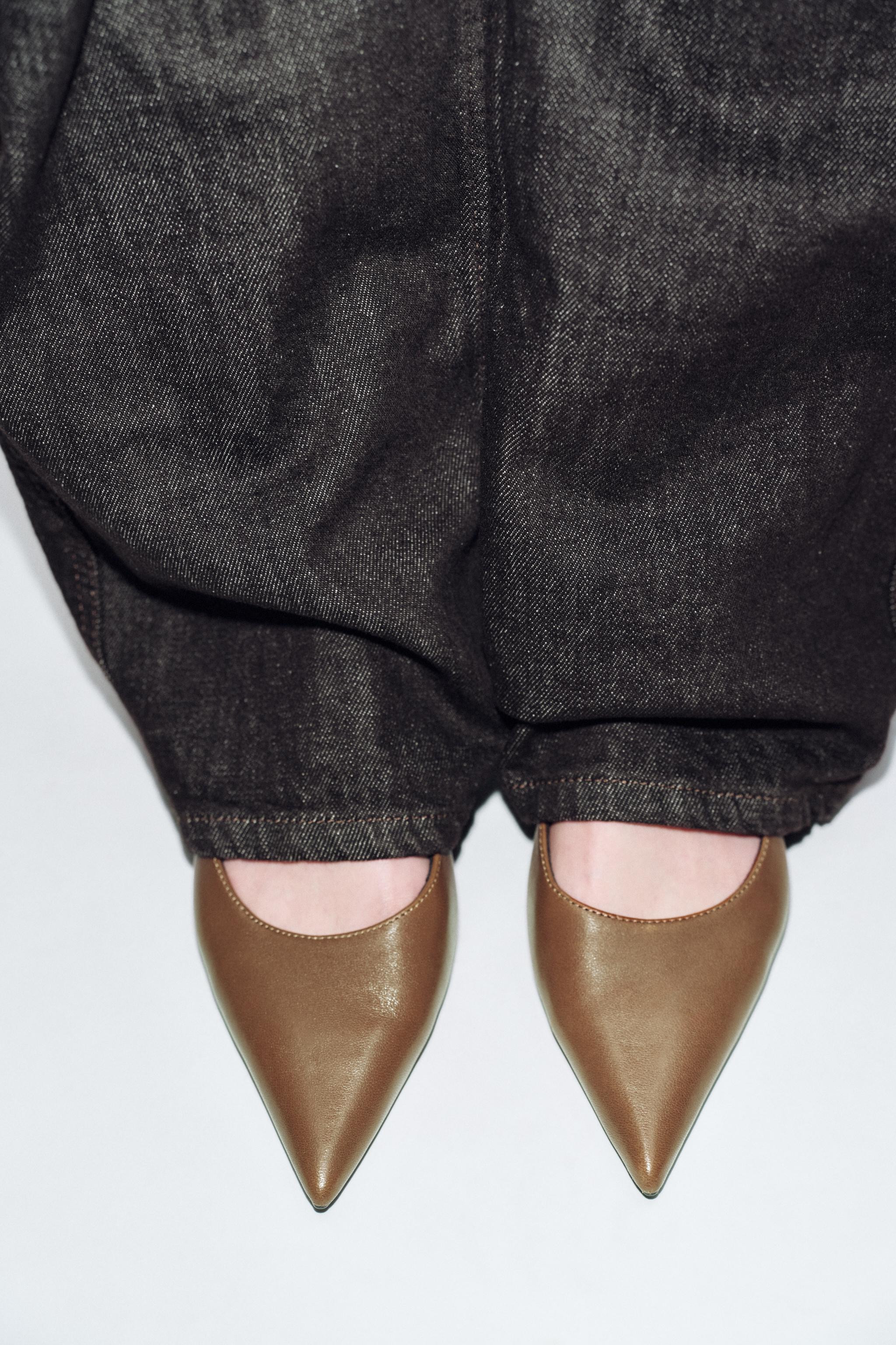 LEATHER KITTEN HEEL SHOES | Zara Canada