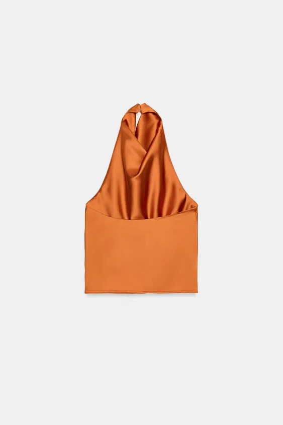 SATIN EFFECT HALTER TOP | Zara US