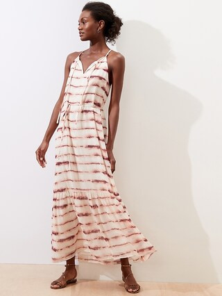 Halter Flounce Maxi Dress | Banana Republic Factory