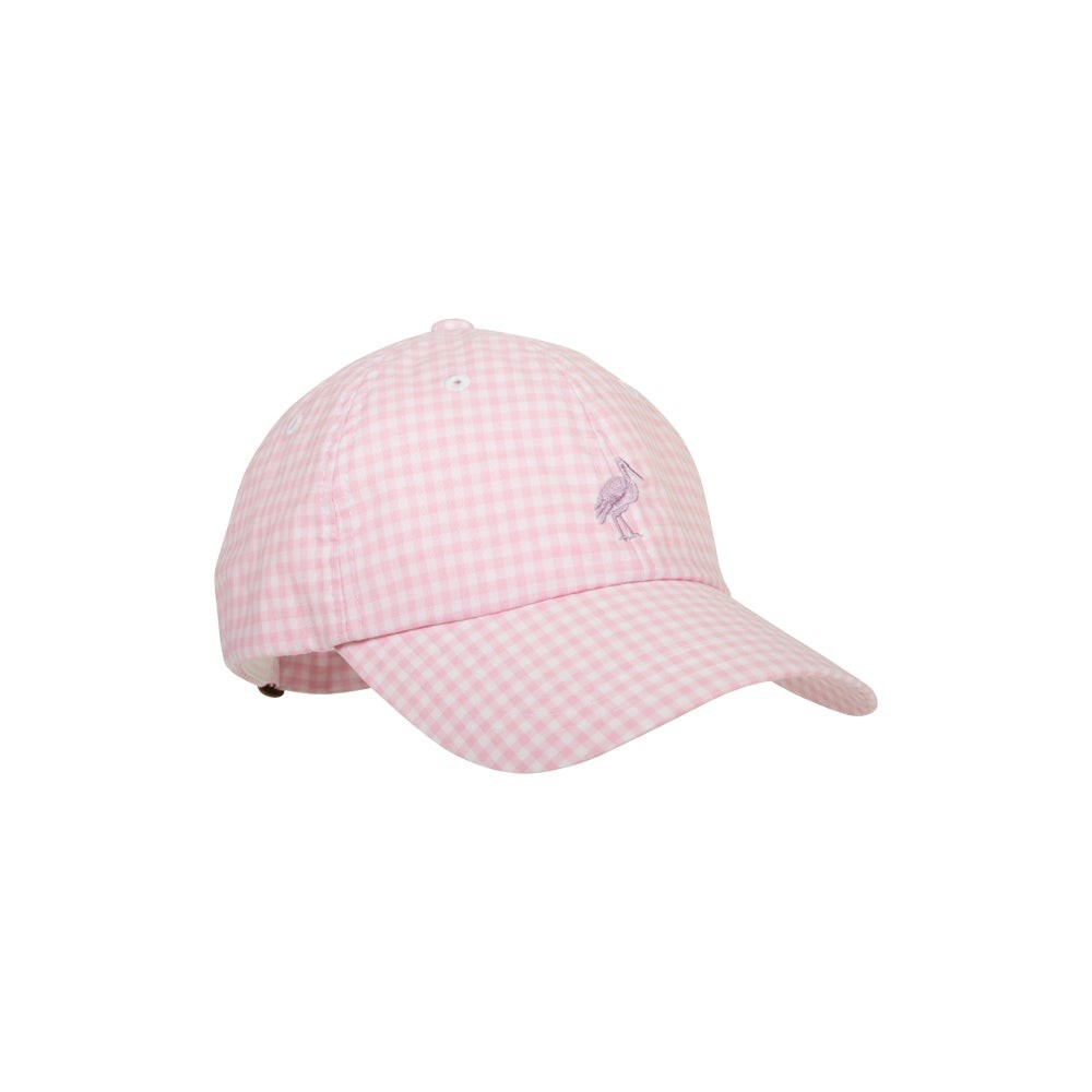 Covington Cap - Palm Beach Pink Gingham with Lauderdale Lavender Stork | The Beaufort Bonnet Company