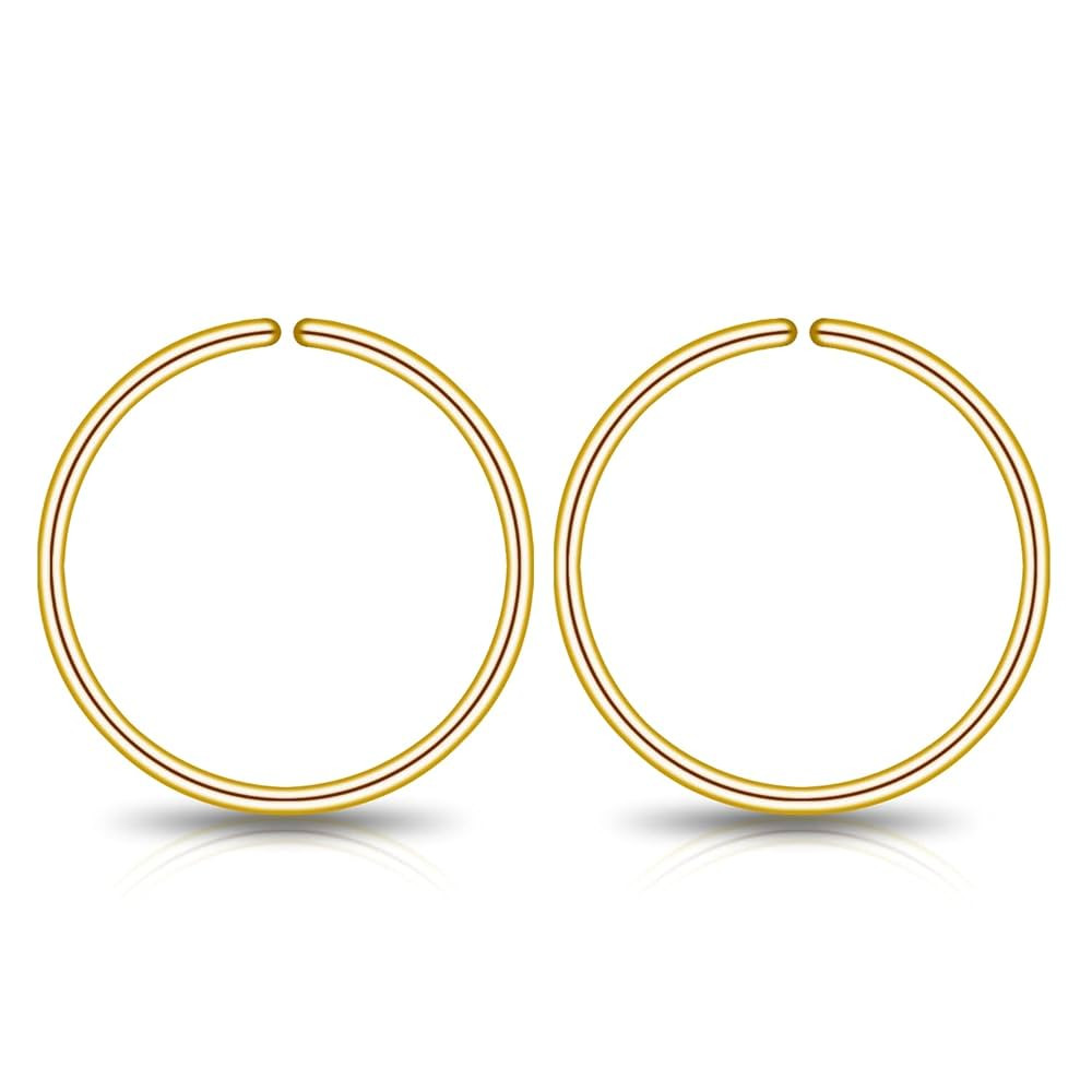 Small Gold Sterling Silver Huggie Hoop Earrings for Women Cartilage Nose Helix Tragus (Gold, 5mm ... | Amazon (US)