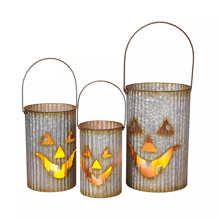 Galvanized Metal Pumpkin Luminaries, Set of 3 | Kirkland's Home