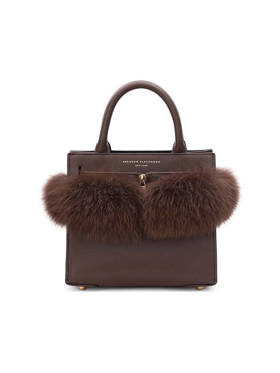 Women's The Mya Fur-Trimmed Leather Crossbody Bag - Dark Brown Leather | Saks Fifth Avenue